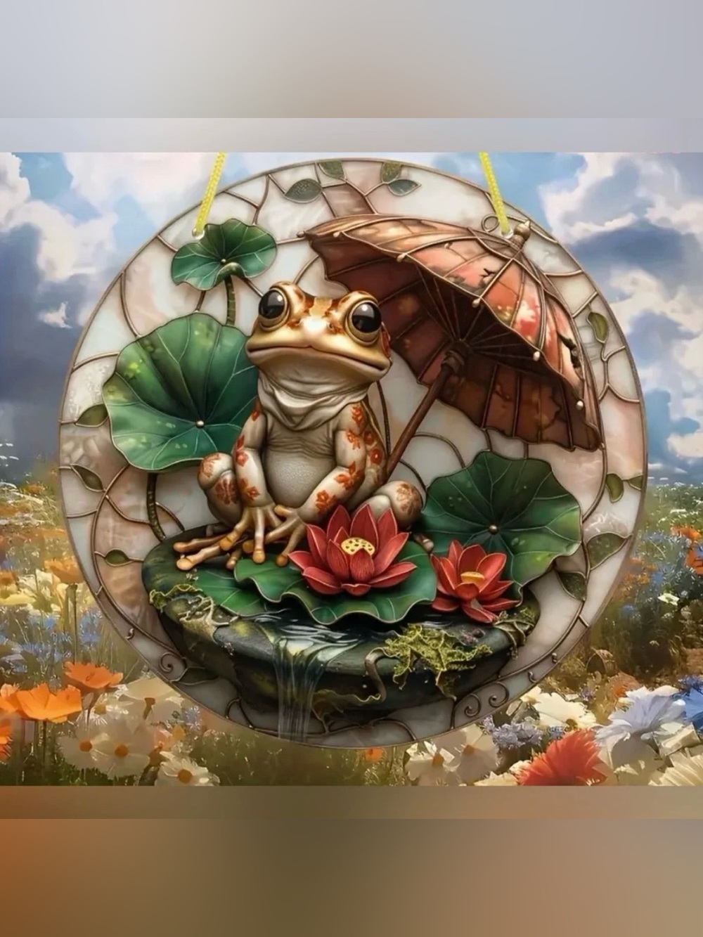 Frog on Lily Pad Light Catcher 2D Flat Acrylic Window Hanging New
